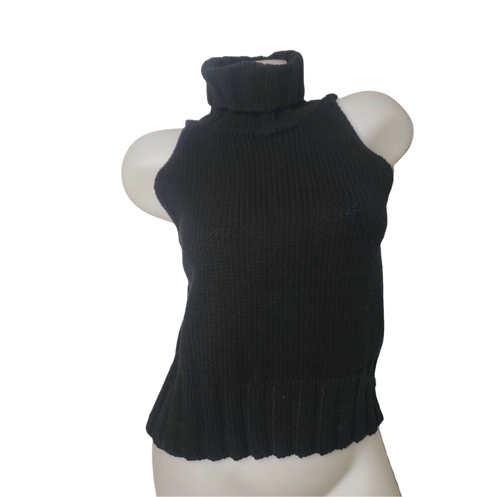 J. Lo By Jennifer Lopez Black Sweeveless Turtleneck Sweater Womens Size Large